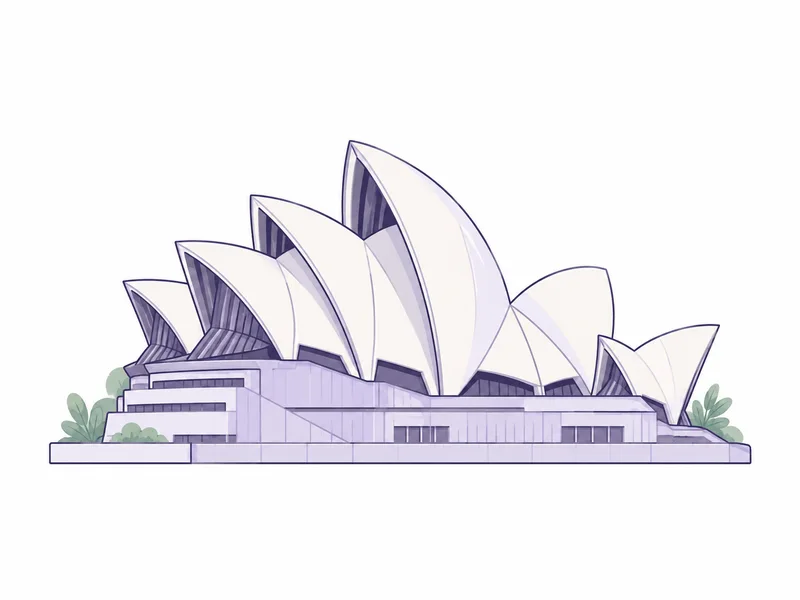 An illustration of the Sydney Opera House.