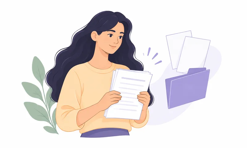 A student arranging document sheets.