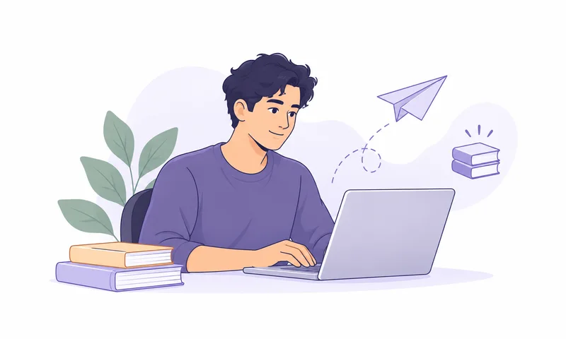 A student working on a study plan at a laptop.